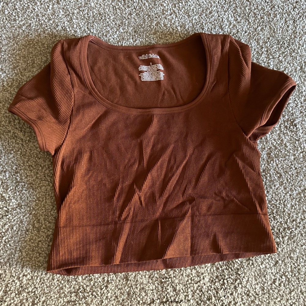 Wild Fable Chocolate Ribbed Knit Crop Top